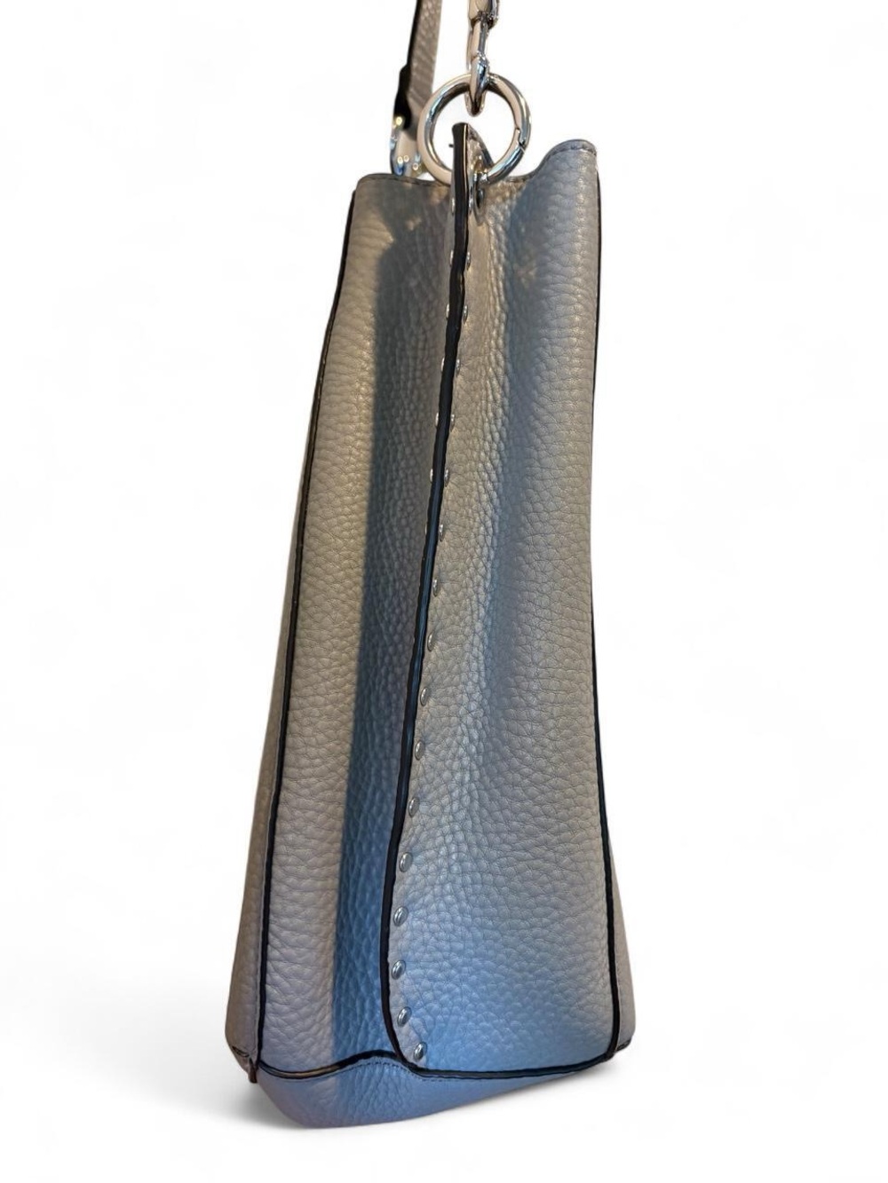 Rebecca Minkoff Gray Pebbled Leather Crossbody Bucket Bag - Picture 5 of 10
